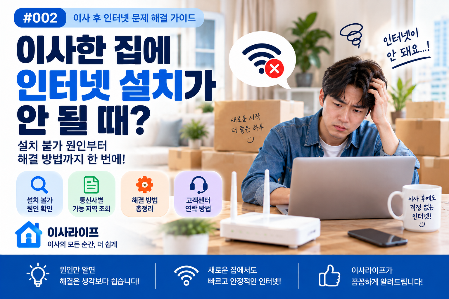 이사한 집에서 인터넷 설치가 안 될 때 확인할 사항 안내 이미지