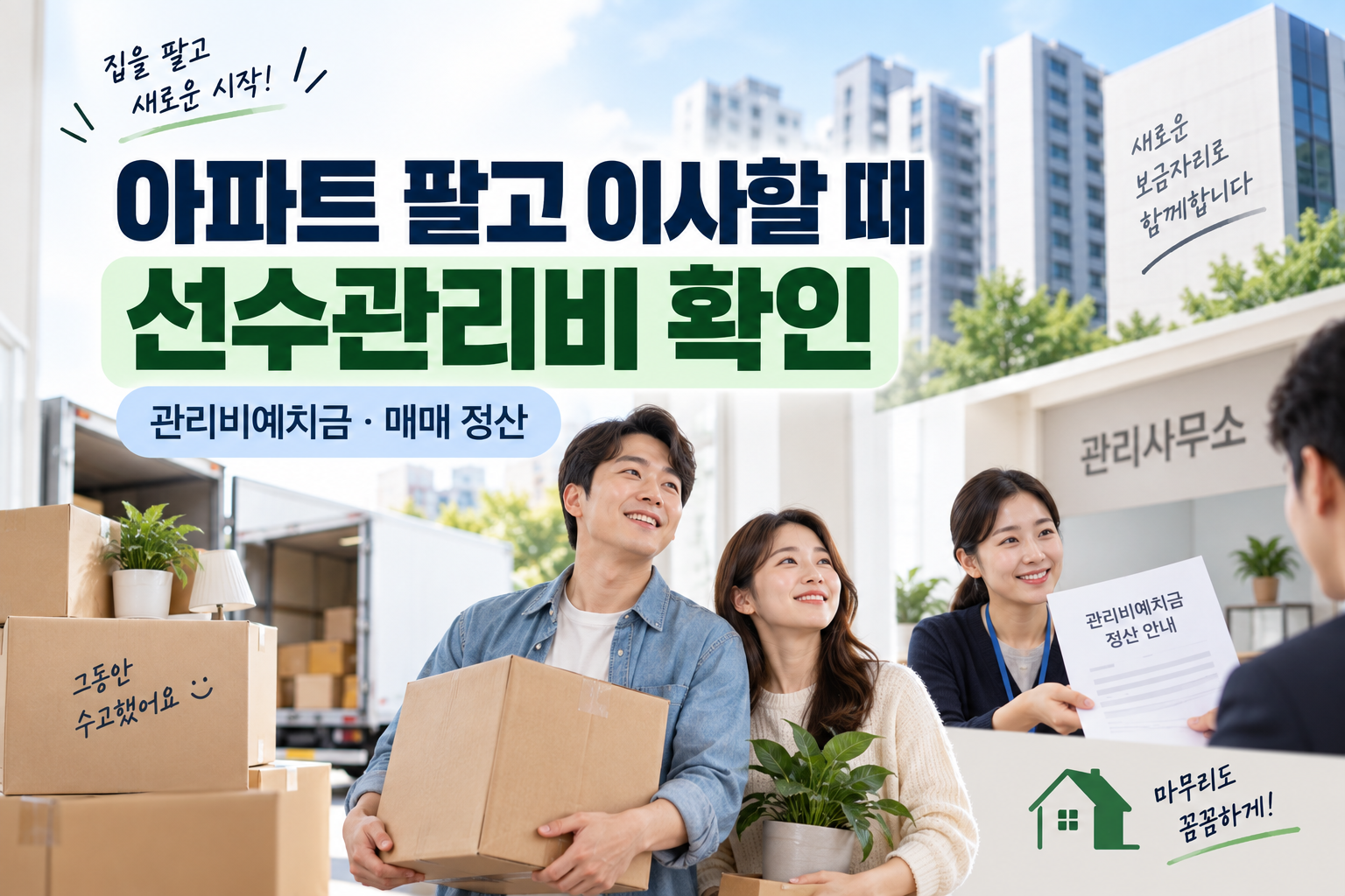 아파트 매매 이사 시 선수관리비·관리비예치금 정산 방법 안내 이미지