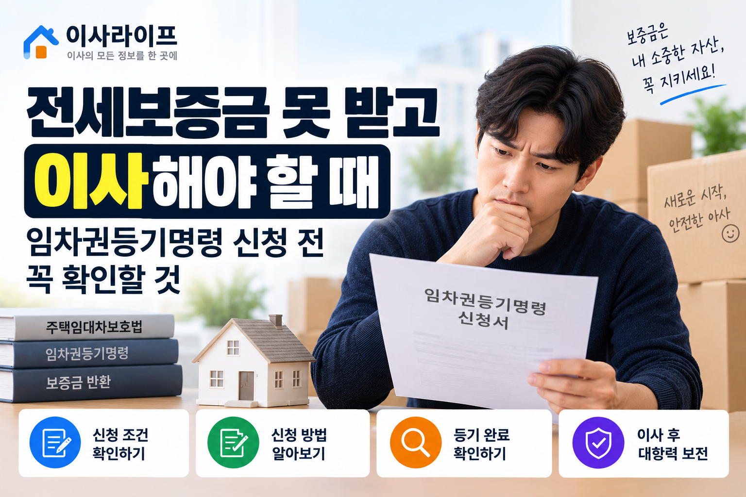 전세보증금을 돌려받지 못한 채 이사할 때 임차권등기명령 신청과 등기 완료 확인 안내 이미지