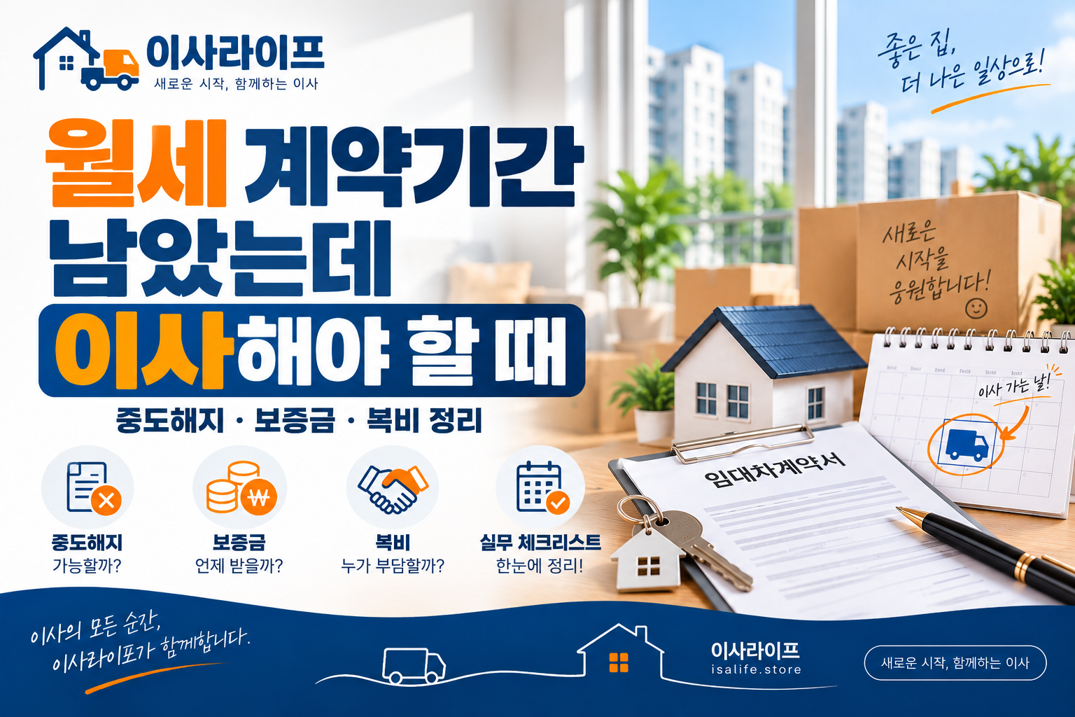 월세 계약기간이 남았을 때 중도해지 보증금 복비 확인사항